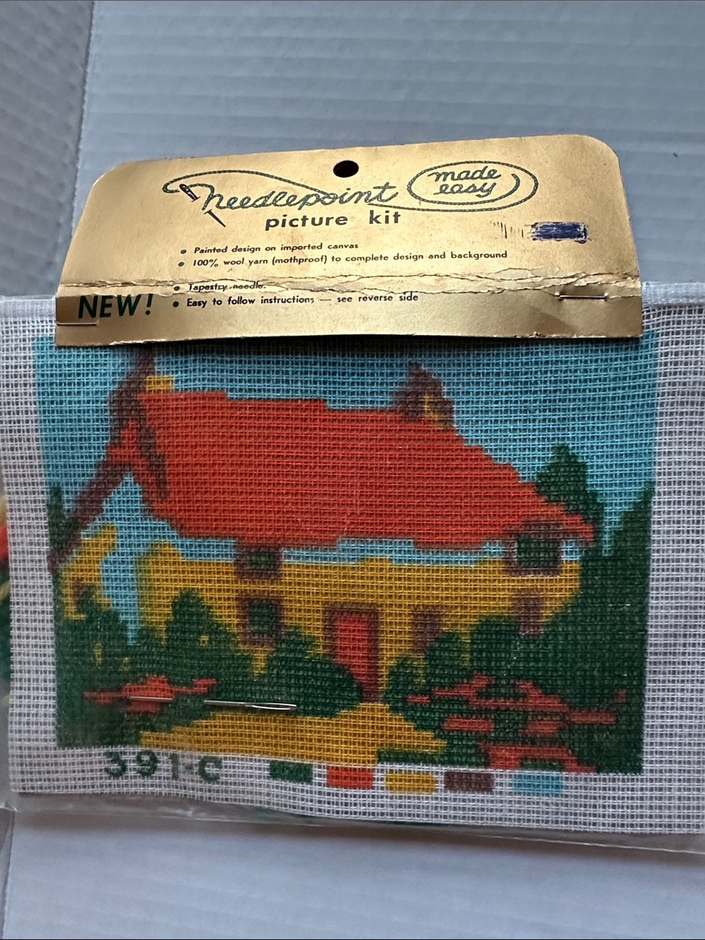 Needlepoint Picture Kit - Red & Yellow Cottage